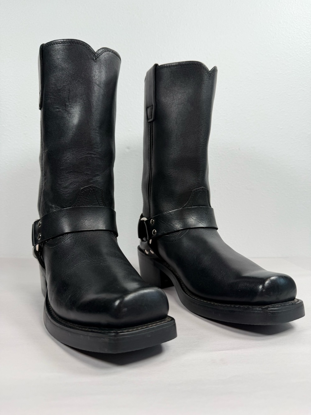 Durango Men's Leather Harness Boots Size 8 D Motorcycle Black DB510 Square Toe